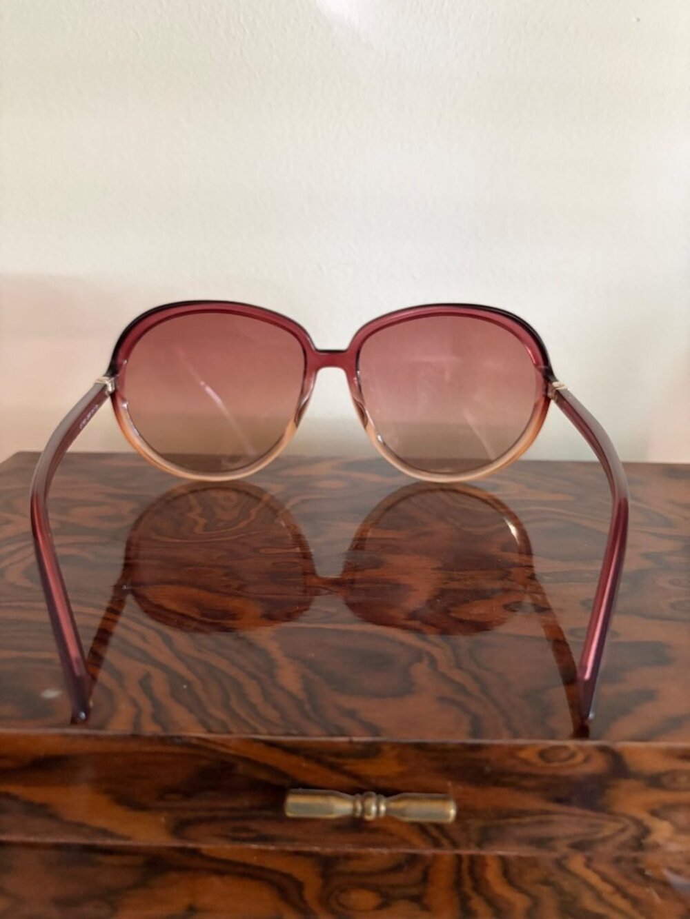Women's Givenchy Oversized Round Ombre' Burgundy Peach Gradient Tinted Sunglasse - Picture 2 of 16